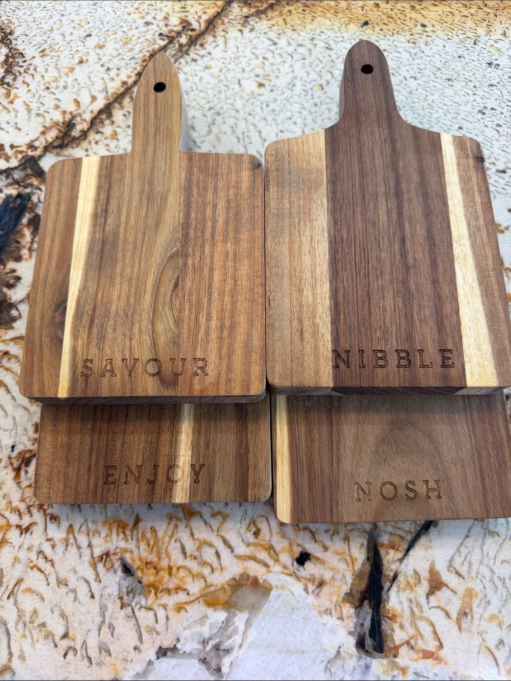 Source Unknown Walnut Tone Engraved Serving Boards - Brown